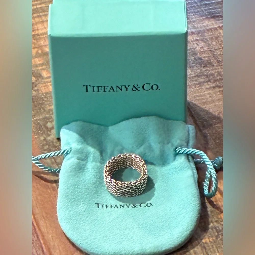 Tiffany & Co. Somerset Sterling Silver Mesh Ring Size 7 - Picture 1 of 6